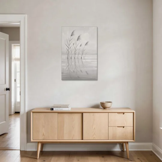 Calm Wall Art of Reeds in Still Water - Canvas Wall Art - Coffee Table - 24x36
