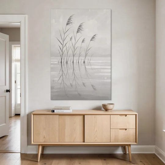 Calm Wall Art of Reeds in Still Water - Canvas Wall Art - Coffee Table - 40x60