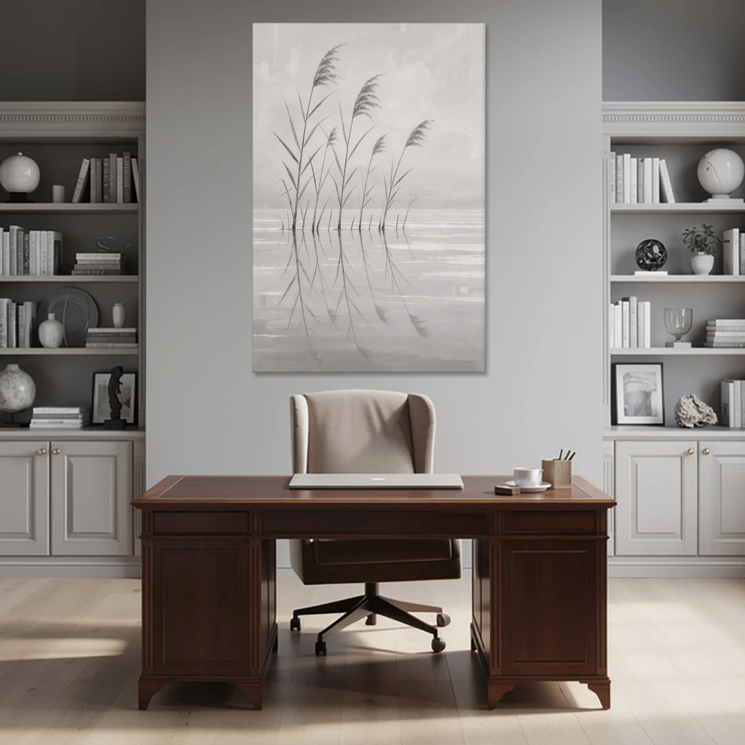 Calm Wall Art of Reeds in Still Water - Canvas Wall Art - Office - 40x60