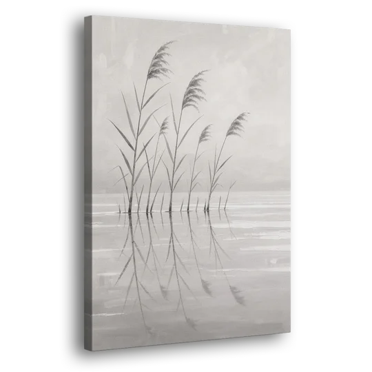 Calm Wall Art of Reeds in Still Water - Canvas Wall Art - Side