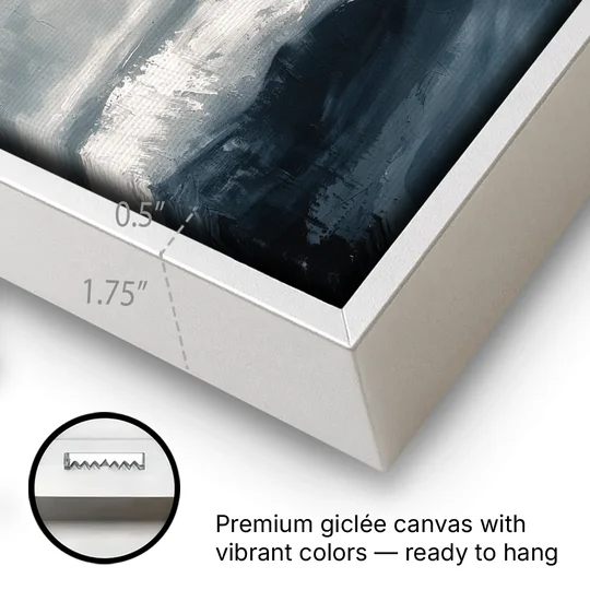 Calming Blossom Seam at Misty Dawn for the Bedroom - White Framed Canvas Wall Art - Gallery Wrap Corner