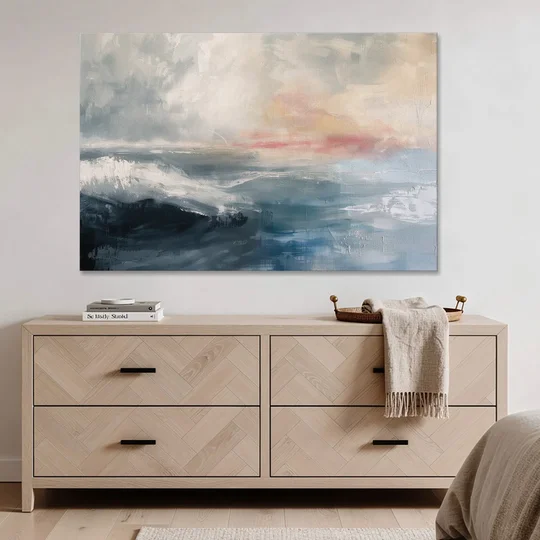 Calming Blossom Seam at Misty Dawn for the Bedroom - Canvas Wall Art - Coffee Table - 60x40