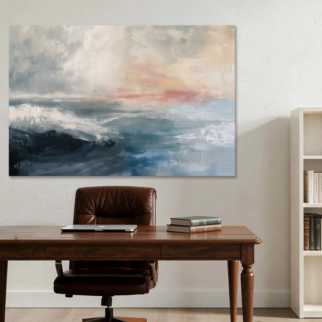 Calming Blossom Seam at Misty Dawn for the Bedroom - Canvas Wall Art - Office - 60x40