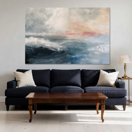 Calming Blossom Seam at Misty Dawn for the Bedroom - Canvas Wall Art - Sofa - 60x40