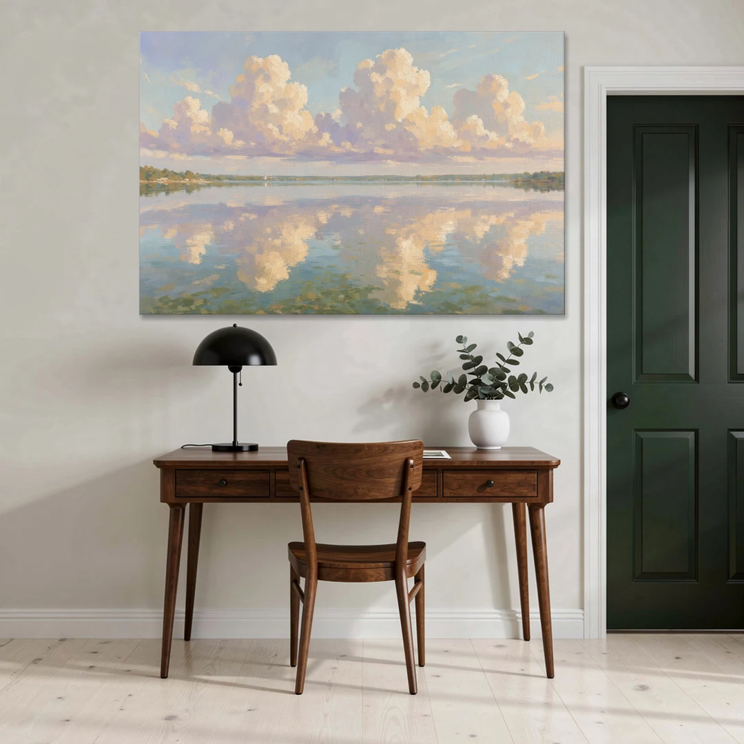 Calming Summer Clouds on the Bay for the Bedroom - Canvas Wall Art - Office - 60x40