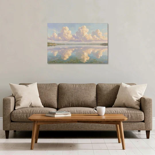 Calming Summer Clouds on the Bay for the Bedroom - Canvas Wall Art - Sofa - 36x24