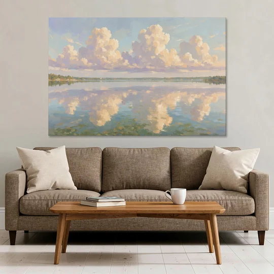 Calming Summer Clouds on the Bay for the Bedroom - Canvas Wall Art - Sofa - 60x40