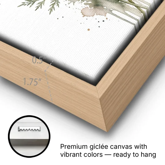 Calming Wall Art for Bedroom with Queen Anne's Lace - Oak Framed Canvas Wall Art - Gallery Wrap Corner