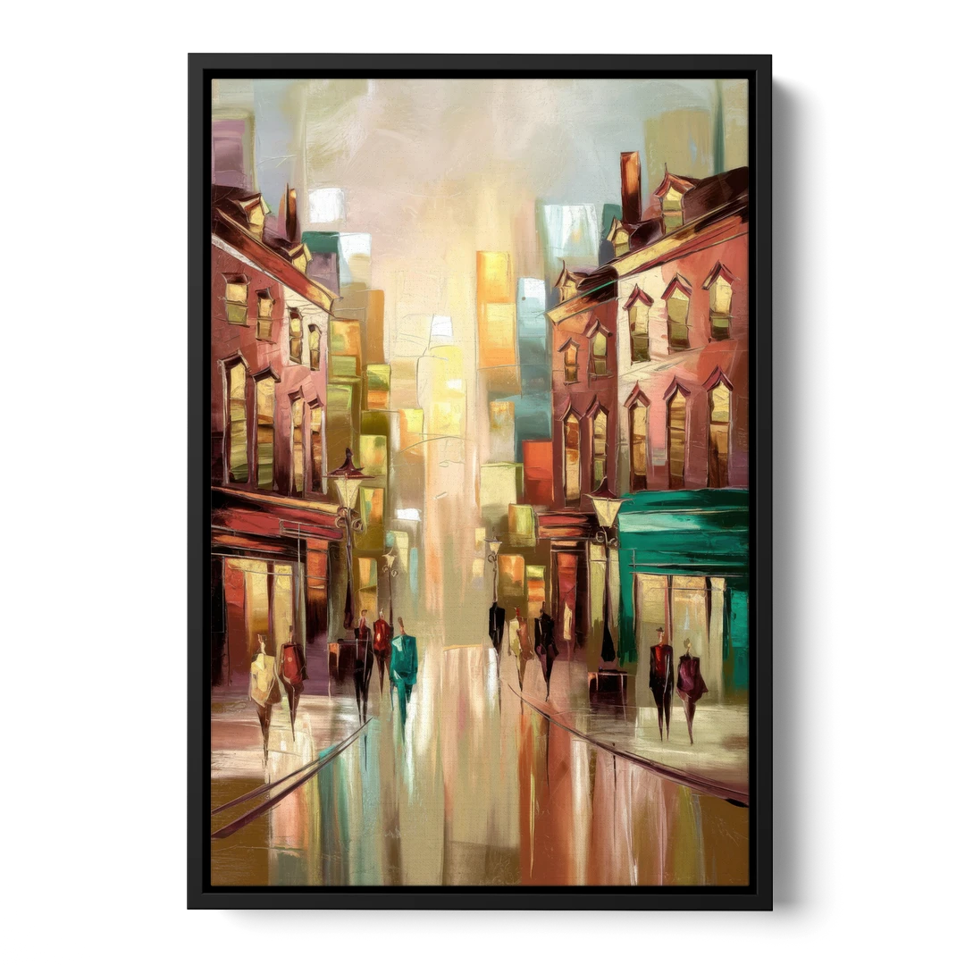 Camden Downtown Streetscape - Black Framed Canvas Wall Art - Front