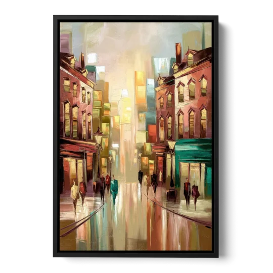 Camden Downtown Streetscape - Black Framed Canvas Wall Art - Front