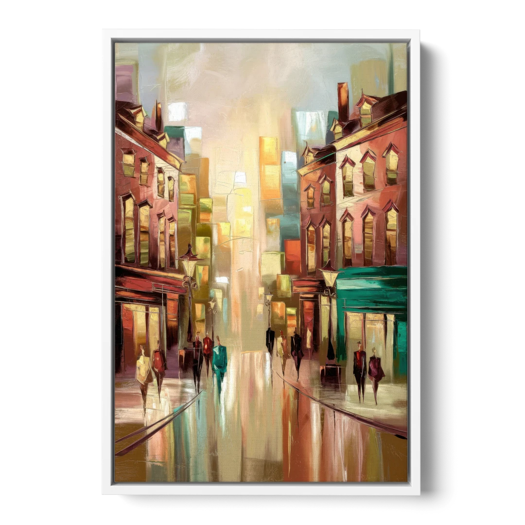 Camden Downtown Streetscape - White Framed Canvas Wall Art - Front