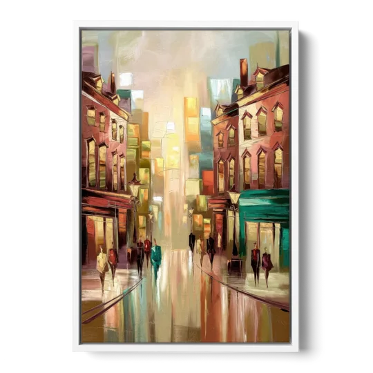 Camden Downtown Streetscape - White Framed Canvas Wall Art - Front