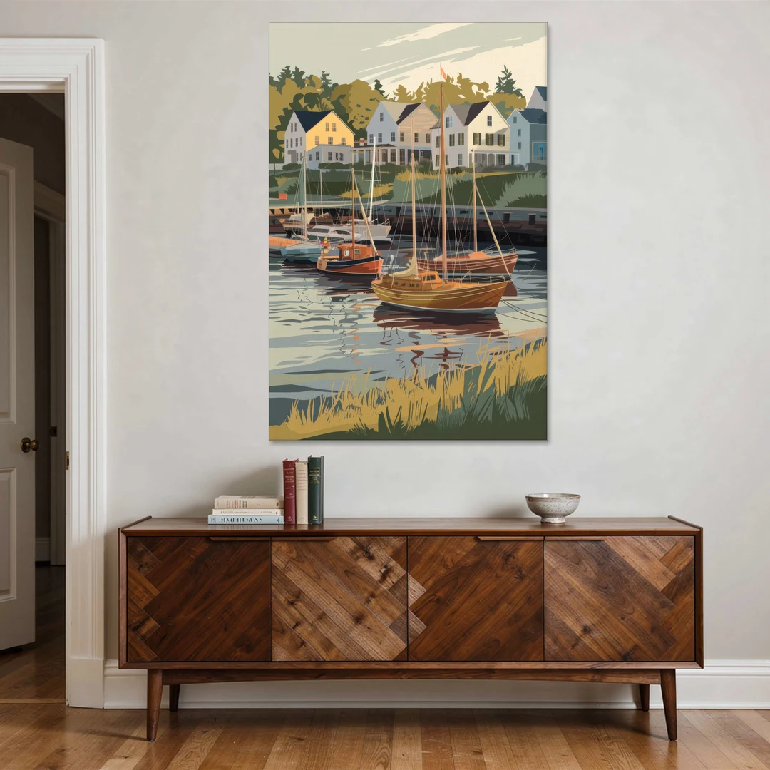 Camden Harbor Boats and Skyline - Canvas Wall Art - Coffee Table - 40x60