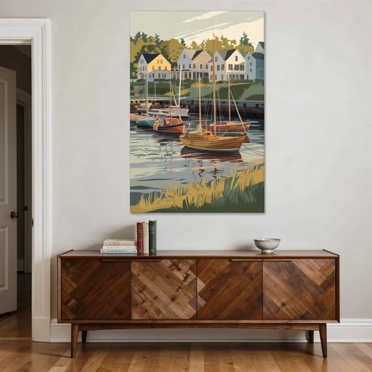 Camden Harbor Boats and Skyline - Canvas Wall Art - Coffee Table - 40x60