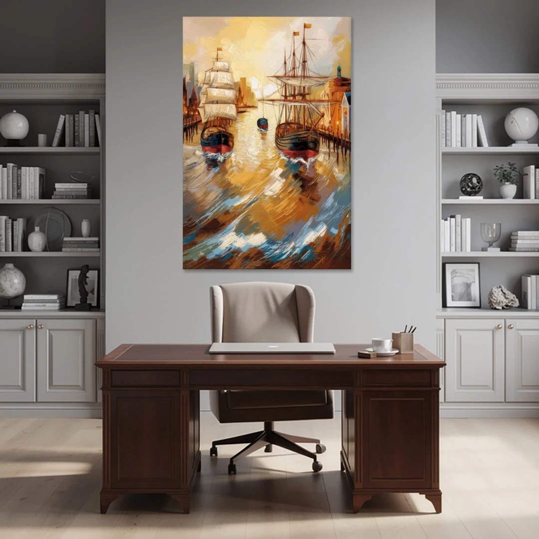 Camden Historic Waterfront - Canvas Wall Art - Office - 40x60