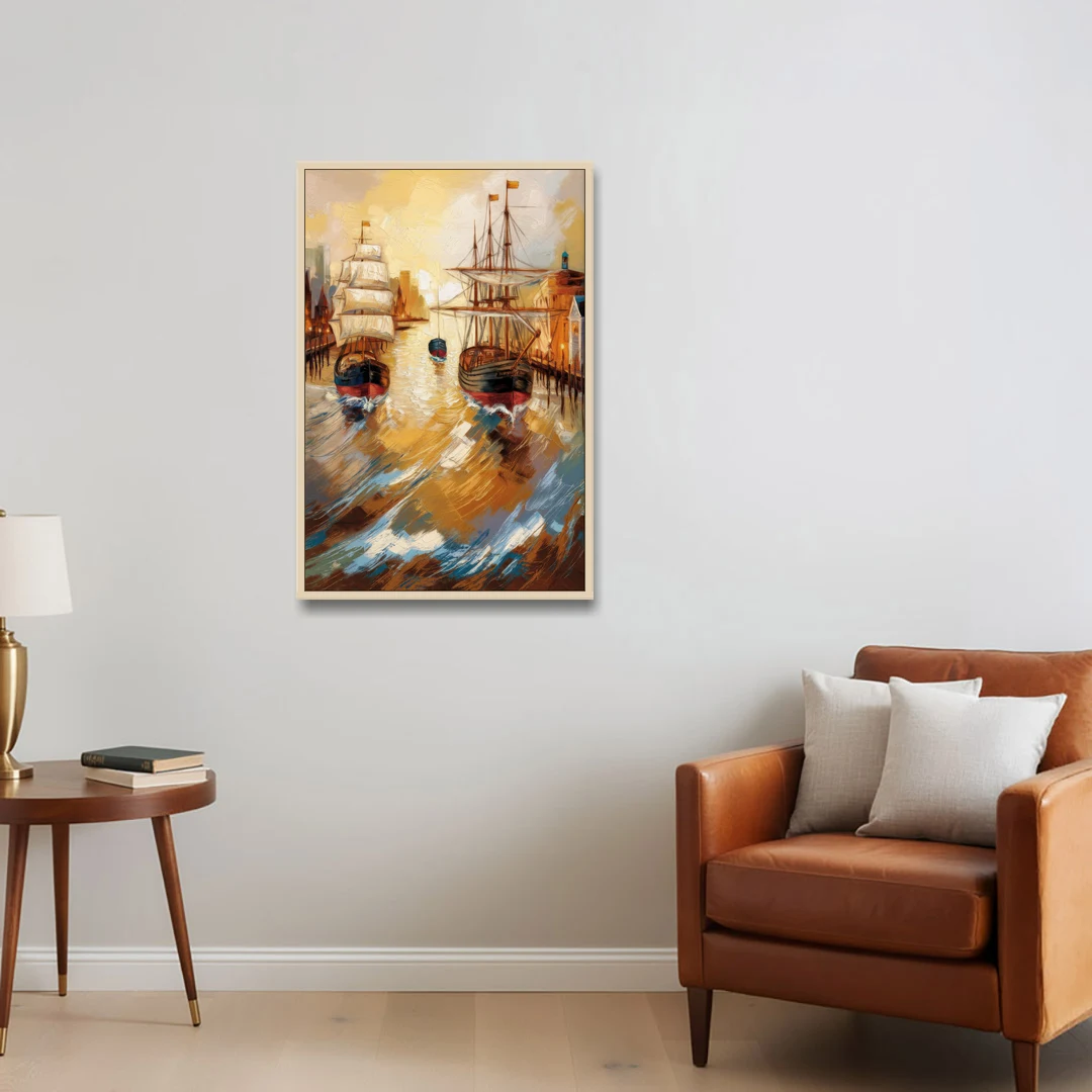 Camden Historic Waterfront - Oak Framed Canvas Wall Art - Sofa - 24x36