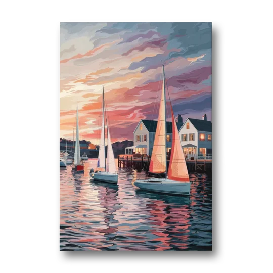 Camden Inner Harbor Sunset - Canvas Wall Art - Front