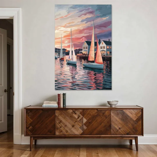 Camden Inner Harbor Sunset - Canvas Wall Art - Coffee Table - 40x60