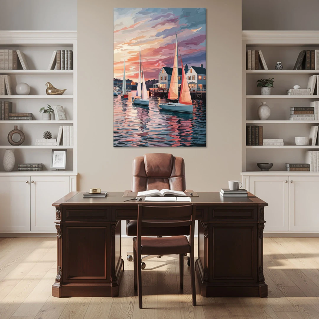 Camden Inner Harbor Sunset - Canvas Wall Art - Office - 40x60