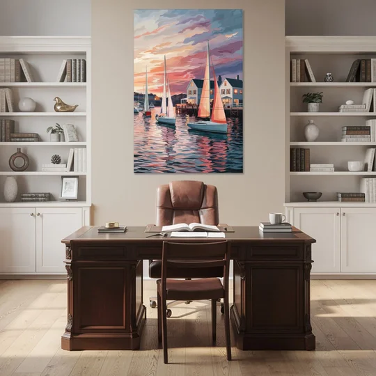 Camden Inner Harbor Sunset - Canvas Wall Art - Office - 40x60
