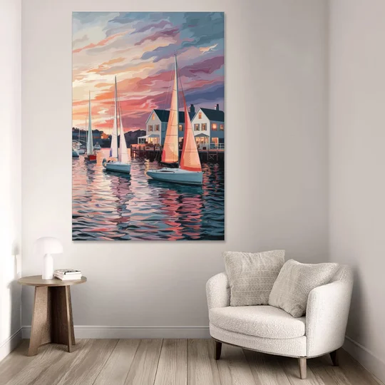Camden Inner Harbor Sunset - Canvas Wall Art - Sofa - 40x60
