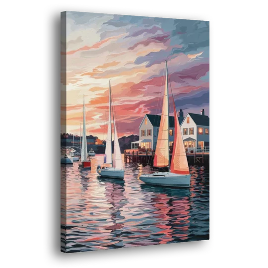 Camden Inner Harbor Sunset - Canvas Wall Art - Side