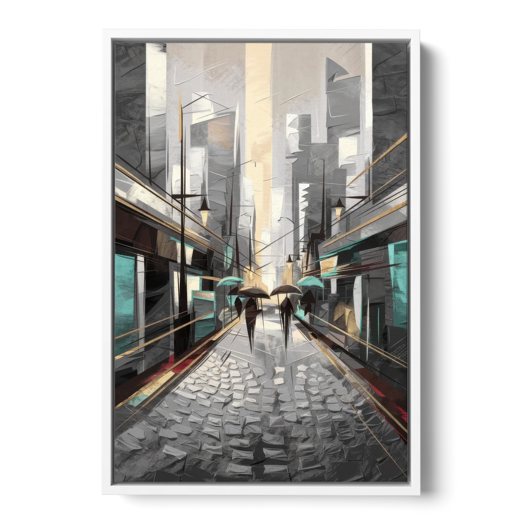 Camden Urban Charm - White Framed Canvas Wall Art - Front