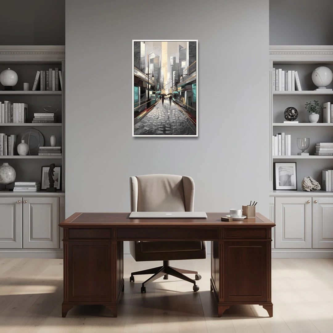 Camden Urban Charm - White Framed Canvas Wall Art - Office - 24x36