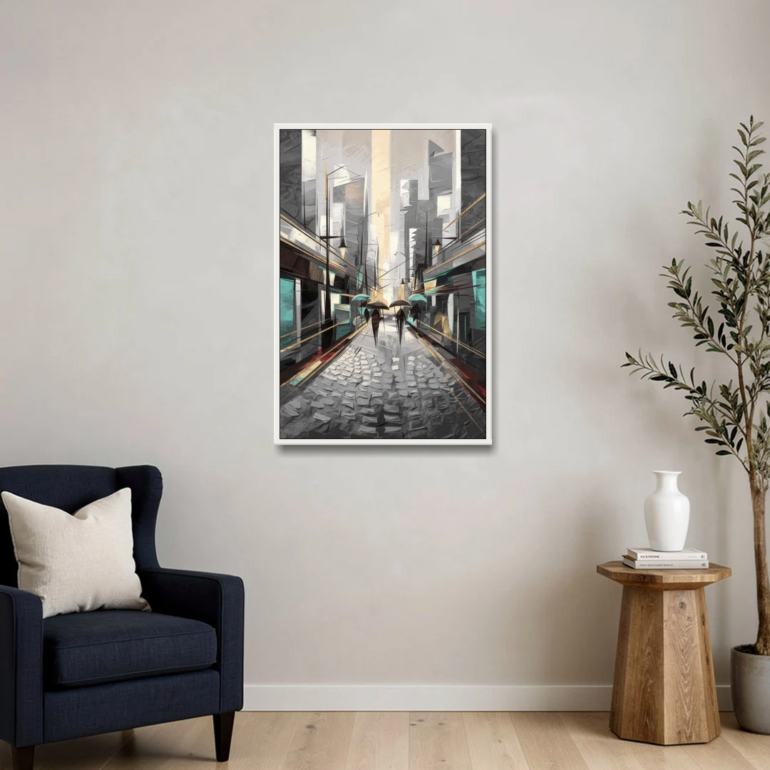 Camden Urban Charm - White Framed Canvas Wall Art - Sofa - 24x36