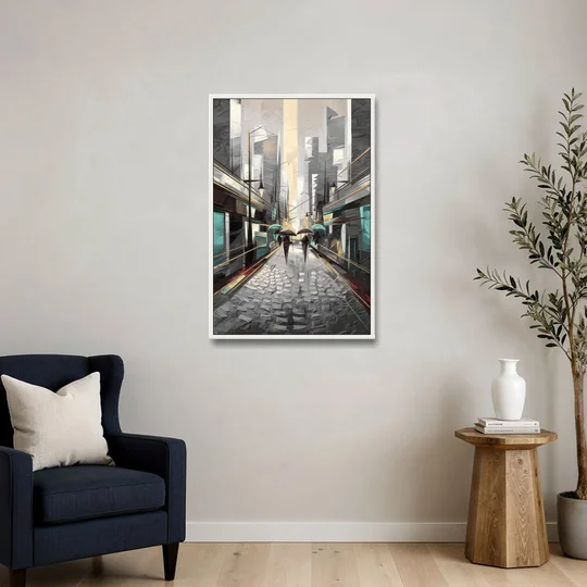Camden Urban Charm - White Framed Canvas Wall Art - Sofa - 24x36