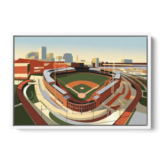 Camden Yards Baseball Stadium - White Framed Canvas Wall Art - Front