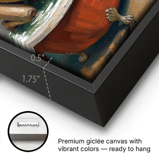 Camel Kneeling in a Clawfoot Tub - Black Framed Canvas Wall Art - Gallery Wrap Corner