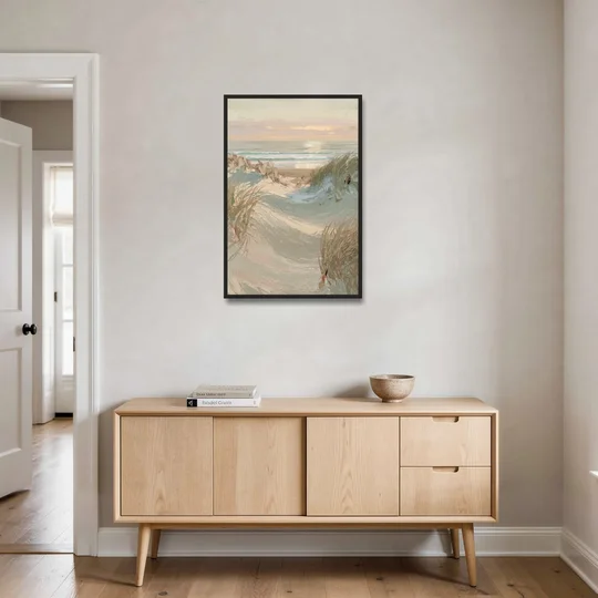 Cape May Coastal Serenity - Black Framed Canvas Wall Art - Coffee Table - 24x36
