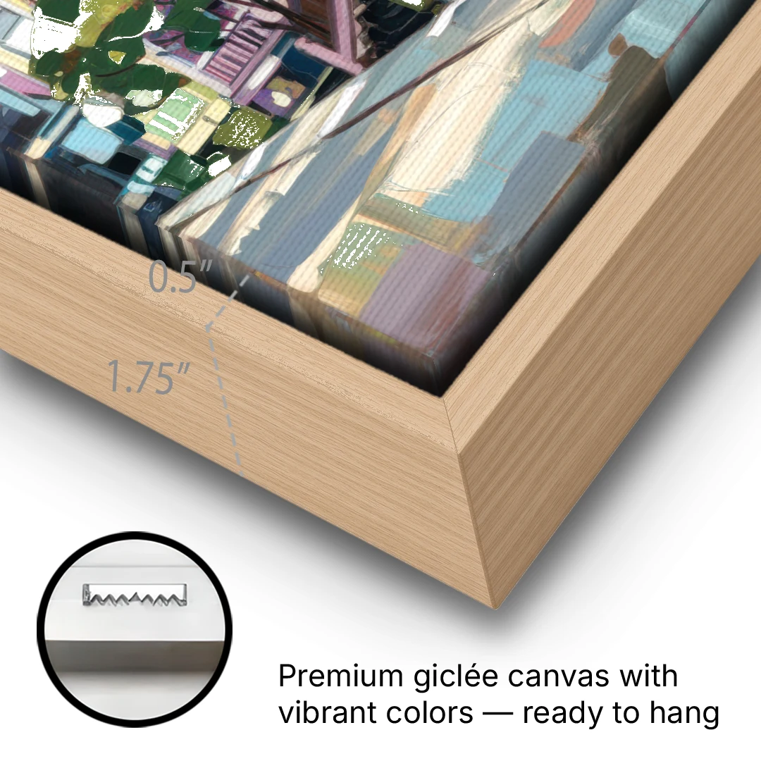Cape May Historic District - Oak Framed Canvas Wall Art - Gallery Wrap Corner