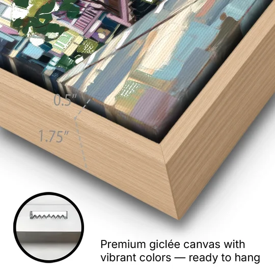 Cape May Historic District - Oak Framed Canvas Wall Art - Gallery Wrap Corner