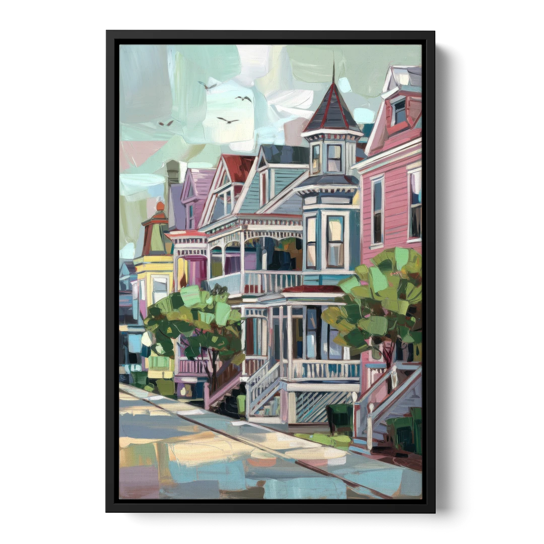 Cape May Historic District - Black Framed Canvas Wall Art - Front