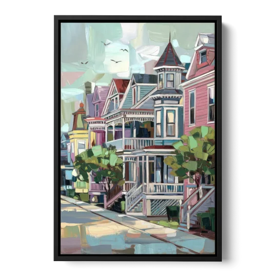 Cape May Historic District - Black Framed Canvas Wall Art - Front