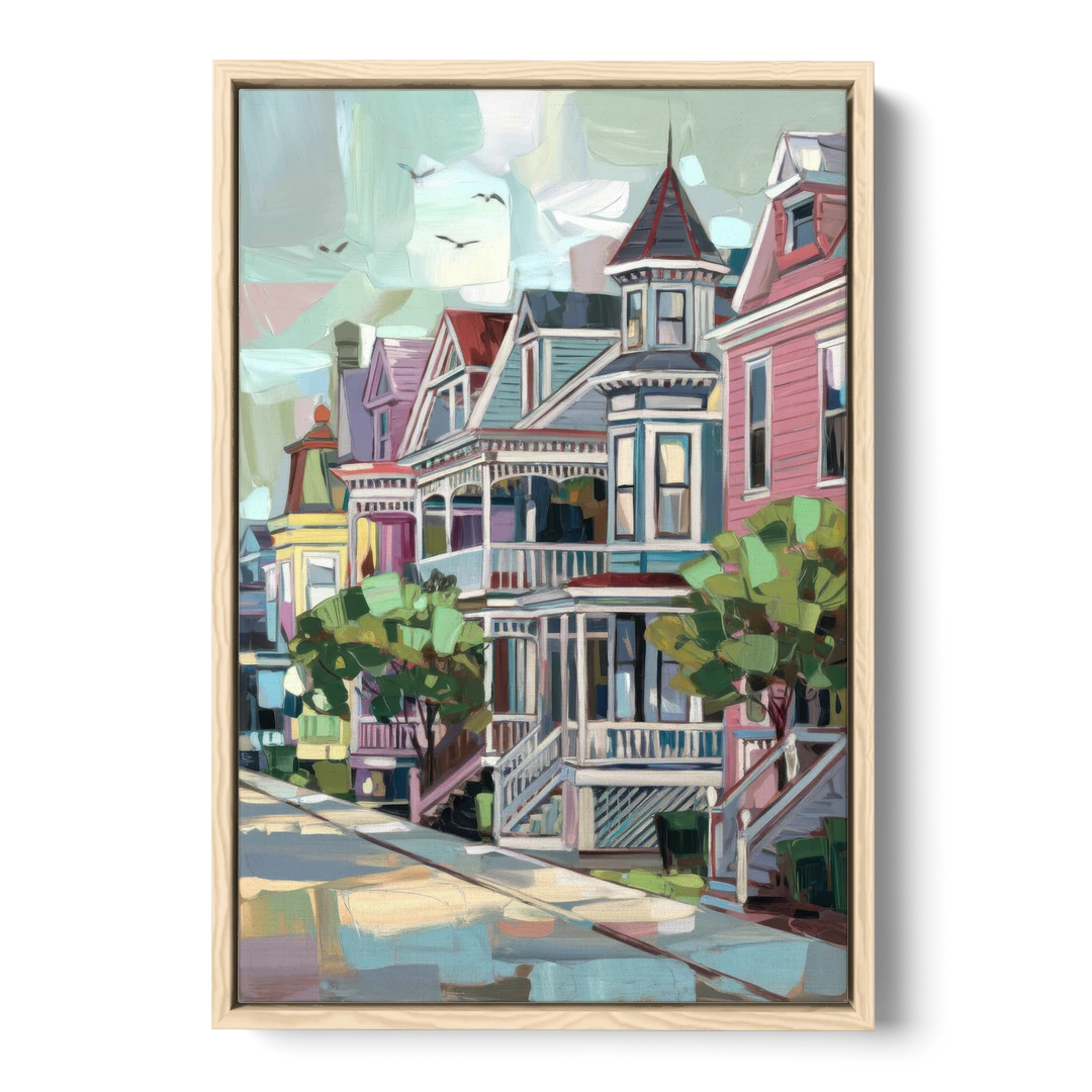 Cape May Historic District - Oak Framed Canvas Wall Art - Front
