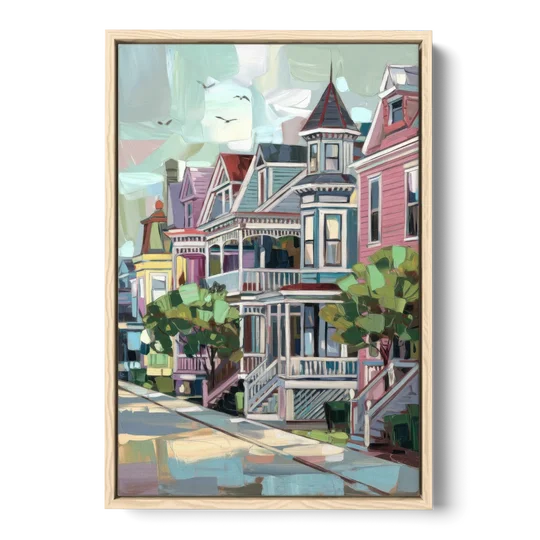 Cape May Historic District - Oak Framed Canvas Wall Art - Front