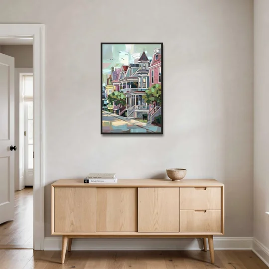 Cape May Historic District - Black Framed Canvas Wall Art - Coffee Table - 24x36