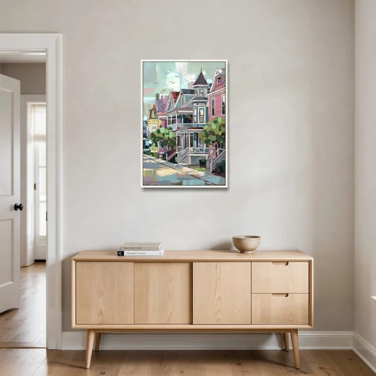 Cape May Historic District - White Framed Canvas Wall Art - Coffee Table - 24x36