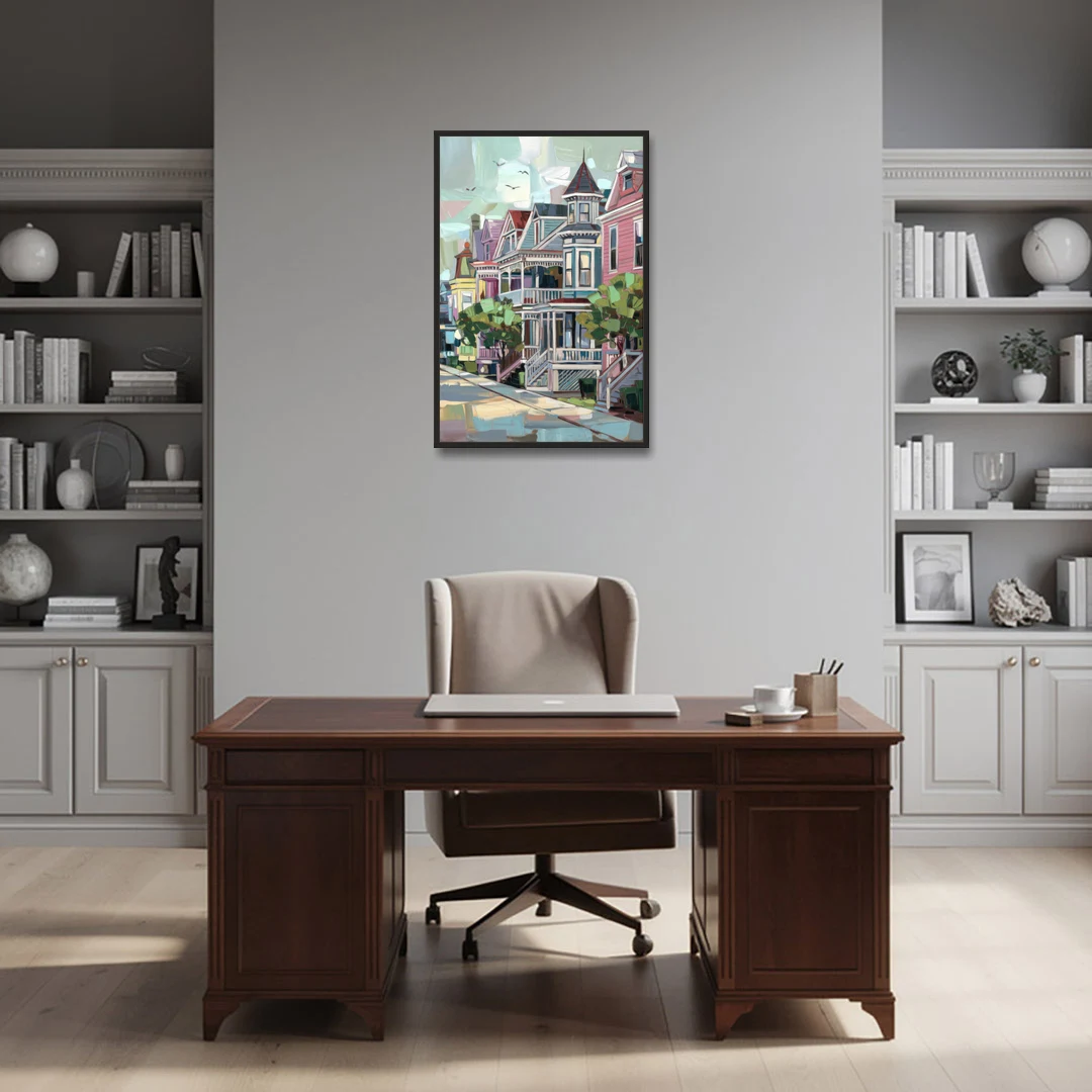 Cape May Historic District - Black Framed Canvas Wall Art - Office - 24x36