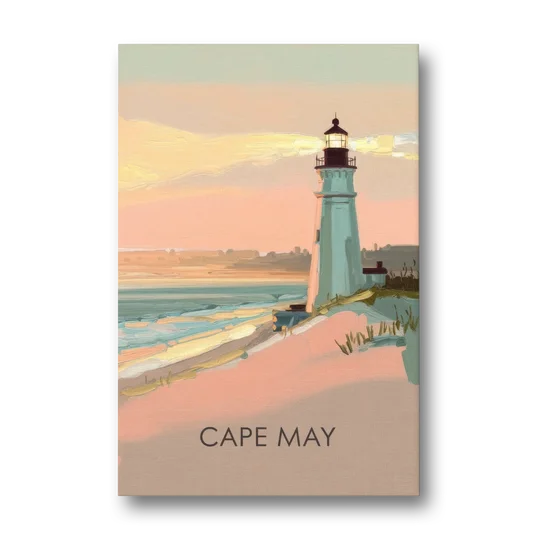 Cape May Lighthouse Glow - Canvas Wall Art - Front