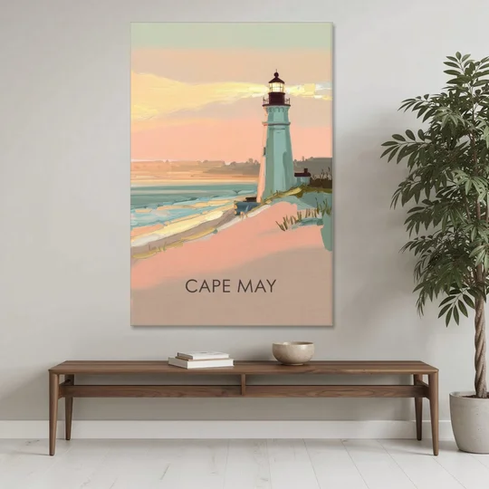 Cape May Lighthouse Glow - Canvas Wall Art - Coffee Table - 40x60
