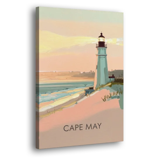 Cape May Lighthouse Glow - Canvas Wall Art - Side