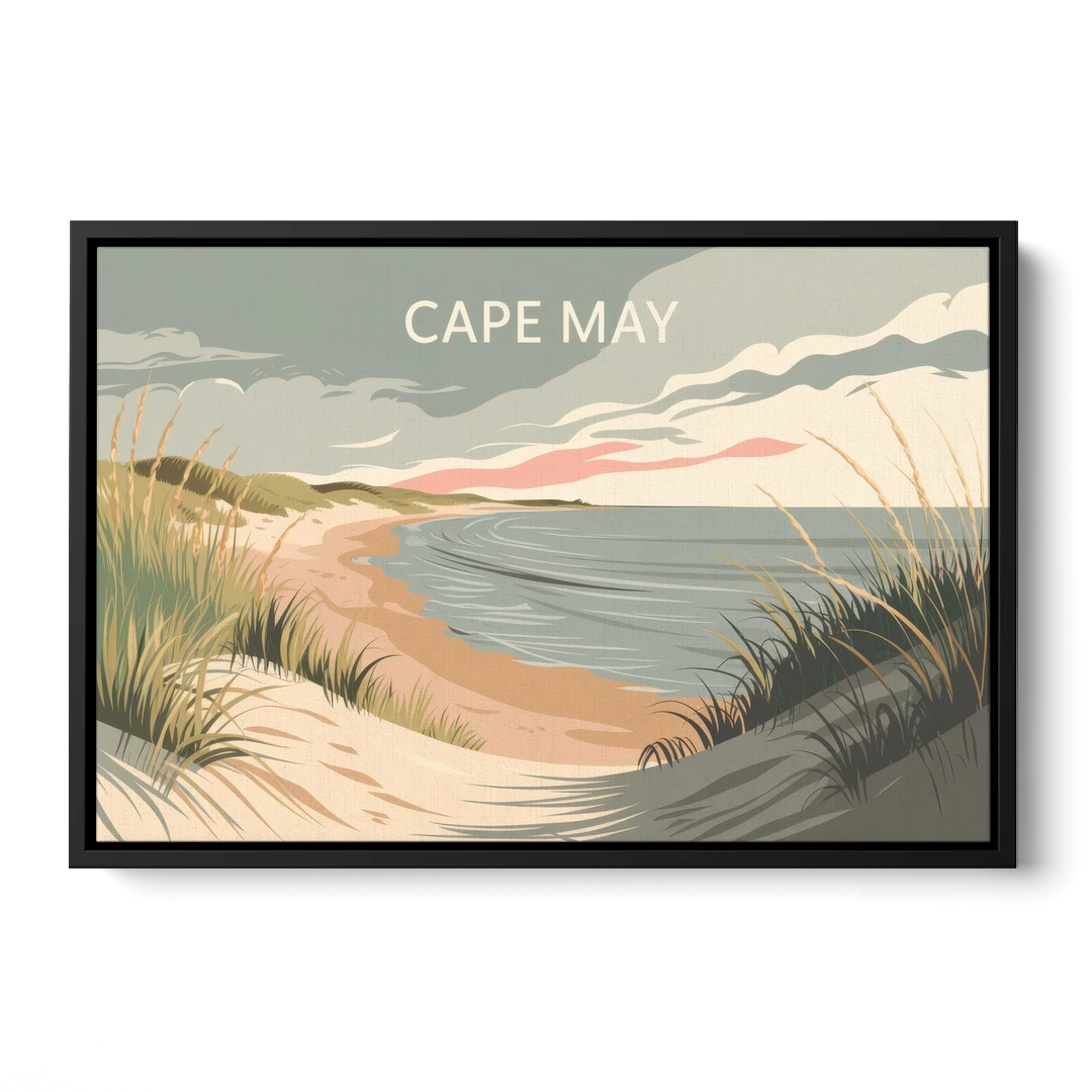 Cape May Ocean Breeze - Black Framed Canvas Wall Art - Front