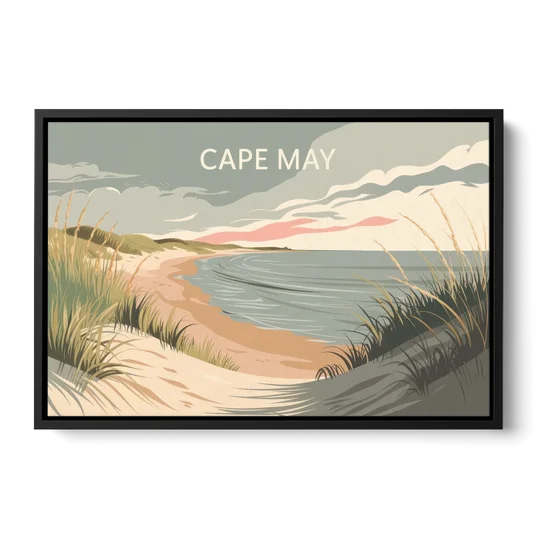 Cape May Ocean Breeze - Black Framed Canvas Wall Art - Front