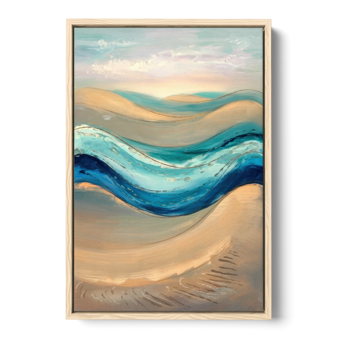 Cape May Waves and Dunes - Oak Framed Canvas Wall Art - Front