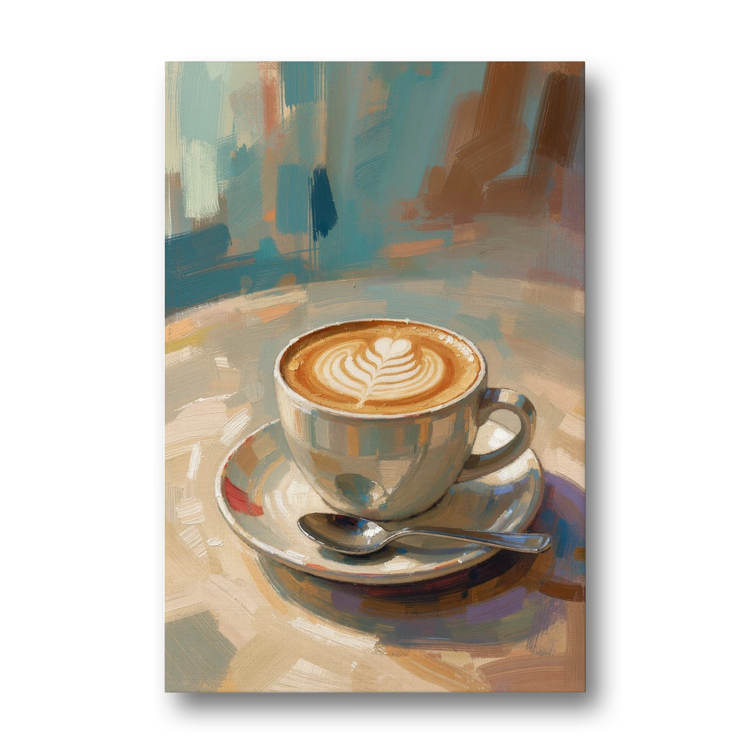 Cappuccino Painting of a Tulip Pour - Canvas Wall Art - Front