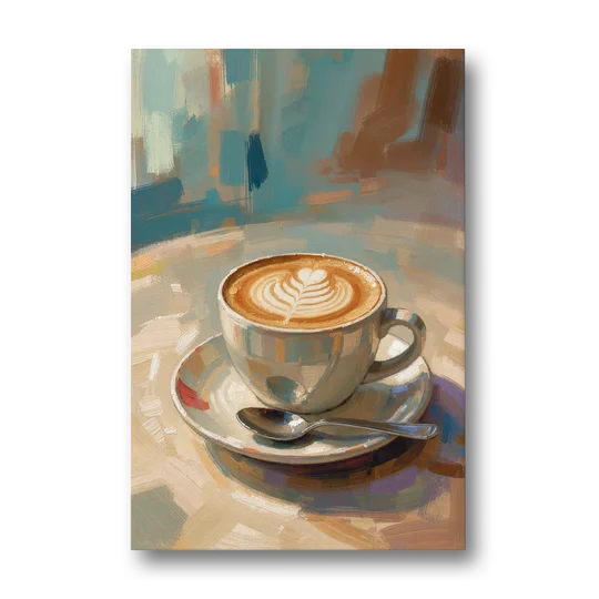 Cappuccino Painting of a Tulip Pour - Canvas Wall Art - Front
